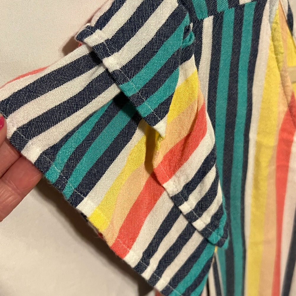 L Ruffles & Candy Stripes Challis Romper - Picture 6 of 12